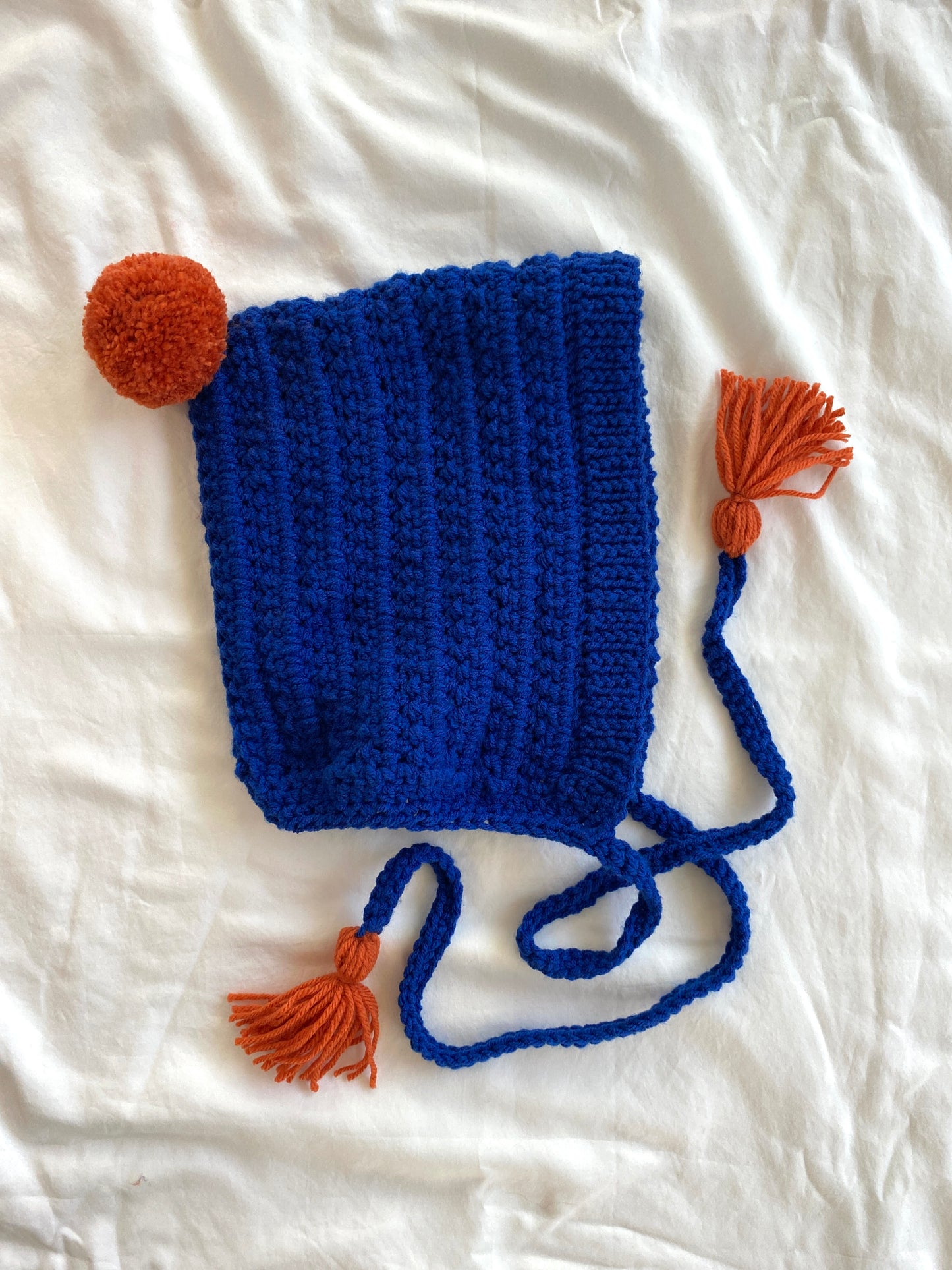 Harper hand knitted Bonnet Electric Blue- Kid 8T/ Adult