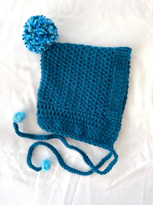 Harper crochet pixie bonnet Blue- Kid 2/ 7T