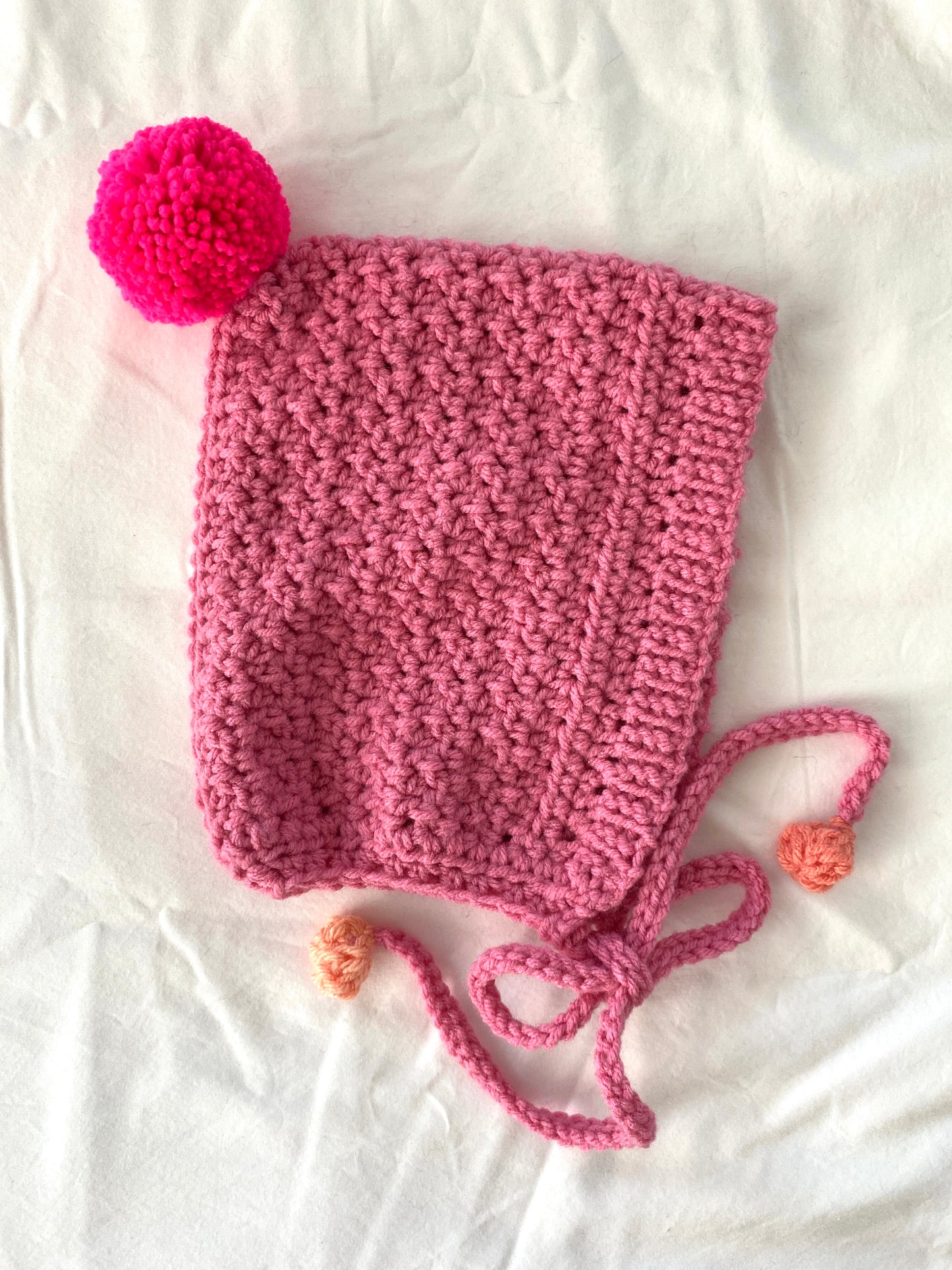 Harper crochet pixie bonnet Pink- Kid 6/ 10T