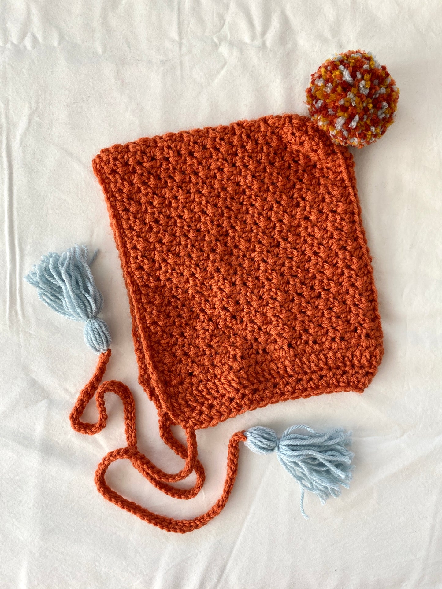 Harper crochet pixie bonnet Pumpkin- Kid 6/ 10T