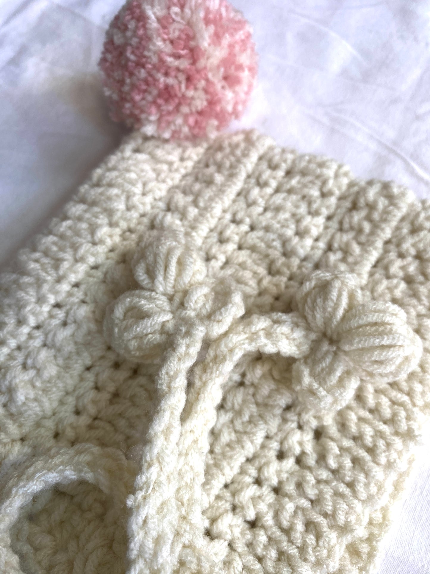 Harper crochet pixie bonnet Cream- Baby 6/ 9m