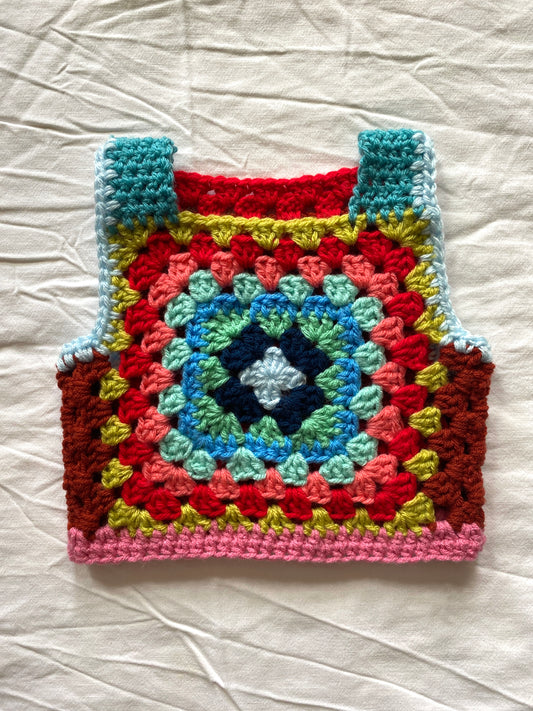 Marvelous Crochet Vest- Multi Red- 12/18m