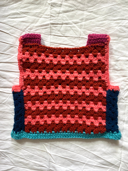 Marvelous Crochet Vest- Multi Coral 6/8T