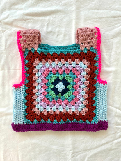 Marvelous Crochet Vest- Multi Sky- 8/ 10T