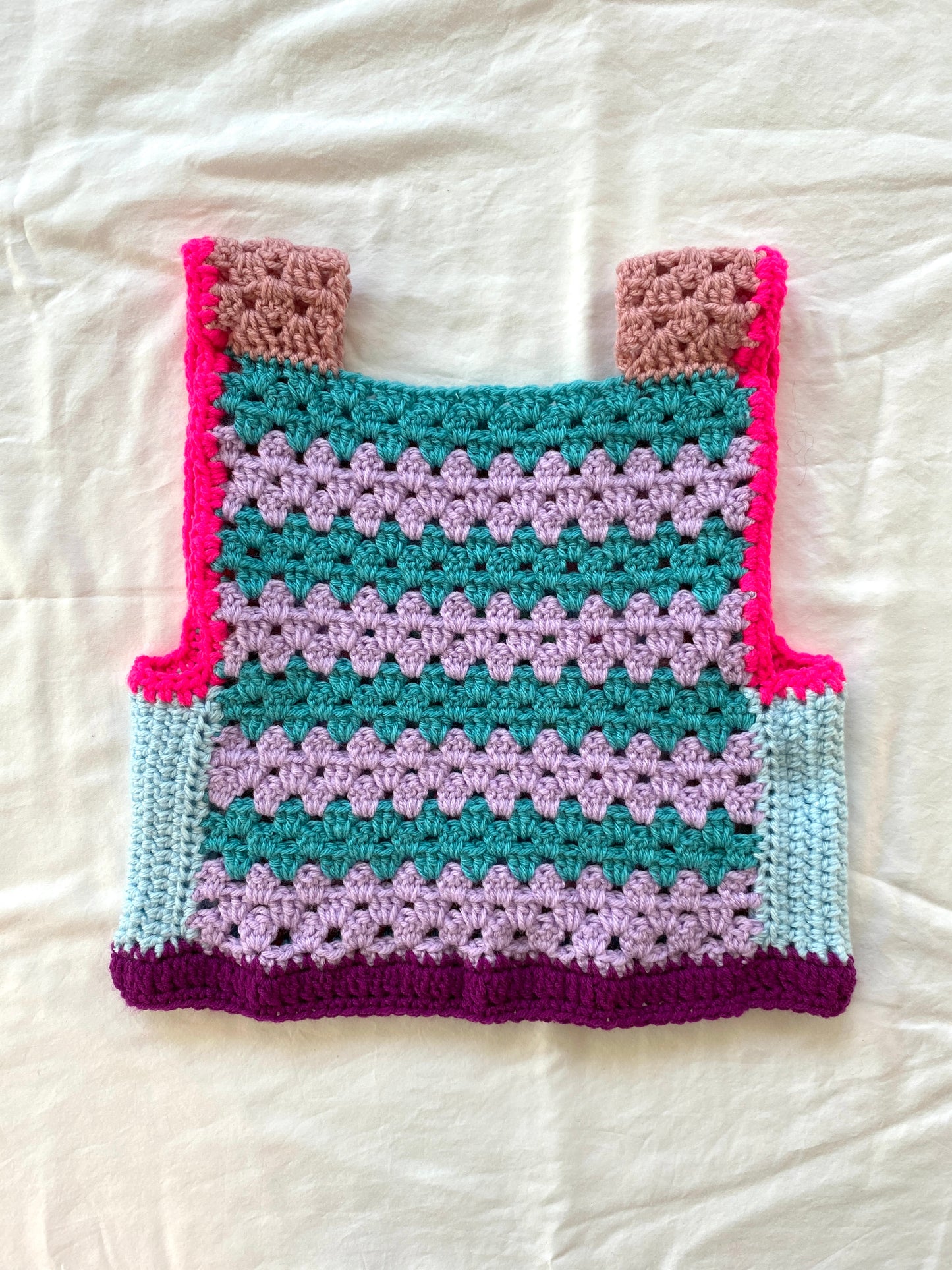 Marvelous Crochet Vest- Multi Sky- 8/ 10T